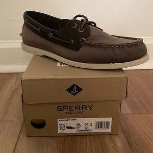 Sperry 8.5M USA cloth brown 2-eye boat shoes